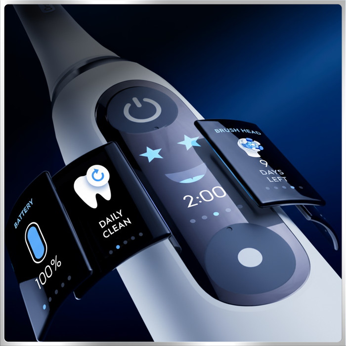 Oral-B iO Series 6N White + Extra iO Gentle Care Brush Attachment product in use