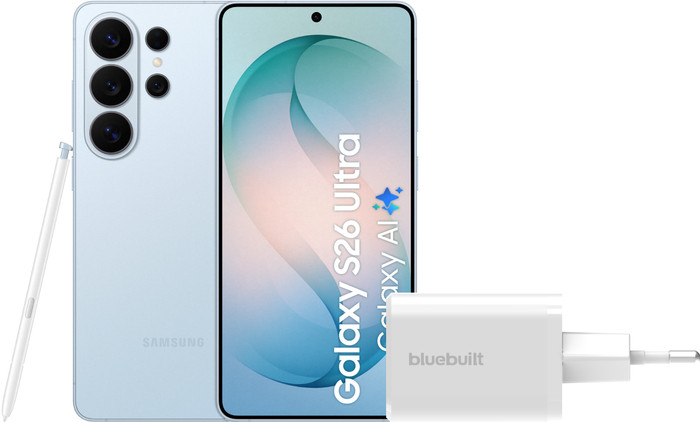 Samsung Galaxy S26 Ultra 256GB Lichtblauw 5G + BlueBuilt Oplader 65 Watt Wit Main Image