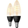 Philips Hue Filamentlamp White Ambiance kaarslamp E14 2-pack