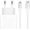 Apple Power Delivery Charger 20W + BlueBuilt Lightning Cable 3m Nylon White