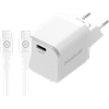 BlueBuilt Chargeur Power Delivery 30 W + Câble USB-C 3 m Nylon Blanc