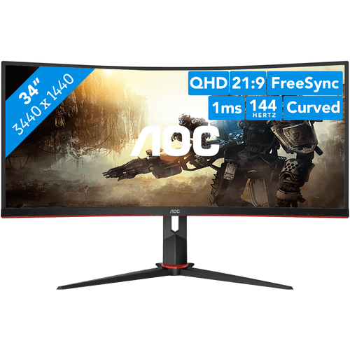 AOC CU34G2X UltraWide 34'' QHD 144Hz VA LED Curved Gaming Monitor for sale  online