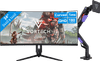 Vortech Pro 34 Pouces Quad HD Incurvé + Vortech Bras d'Écran PC avec Vérin à Gaz