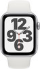 Apple Watch SE 44mm Zilver Aluminium Witte Sportband
