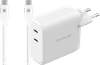BlueBuilt 100W GaN Oplader met 2 Usb C Poorten Wit + BlueBuilt Usb C Kabel 240W 2m Nylon