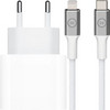 Apple Power Delivery Charger 20W + BlueBuilt Lightning Cable 1.5m Nylon White