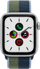 Apple Watch SE 4G 44 mm Aluminium Argent Nylon Sport Loop Bleu Abysse/Vert Mousse