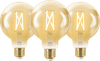 WiZ Smart Filament Light Globe 3-pack - Warm to Cool White Light - E27