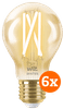 WiZ Smart Filament Light Standard Gold 6-pack - Warm to Cool White Light - E27
