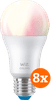 WiZ Smart lamp 8-pack - Gekleurd en Wit Licht - E27