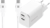 BlueBuilt Power Delivery Oplader met 2 Usb C Poorten 65W + Usb C Kabel 3m Nylon Wit