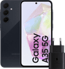 Samsung Galaxy A35 128GB Donker Blauw + Samsung 25 Watt Snellader Zwart
