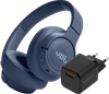 JBL Tune 720BT Blauw + BlueBuilt Quick Charge Oplader met Usb A Poort 18W Zwart