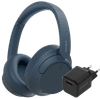 Sony WH-CH720N Blue + BlueBuilt Quick Charge Charger with USB-A Port 18W Black