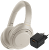 Sony WH-1000XM4 Zilver + BlueBuilt Quick Charge Oplader met Usb A Poort 18W Zwart
