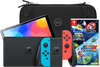 Nintendo Switch OLED Blauw/Rood + Super Mario Galaxy 1+2 + BlueBuilt Beschermhoes