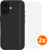 BlueBuilt Back Cover iPhone 16 Zwart + Screenprotector Glas Duo Pack