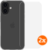 BlueBuilt Back Cover iPhone 16 Transparant + Screenprotector Glas Duo Pack