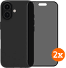 BlueBuilt Back Cover iPhone 16 Noir + Protège-écran avec Filtre de Confidentialité Verre Lot de 2