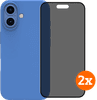 BlueBuilt Back Cover iPhone 16 Bleu + Protège-écran avec Filtre de Confidentialité Verre Lot de 2