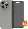 BlueBuilt Back Cover iPhone 16 Pro Gris + Protège-écran avec Filtre de Confidentialité Verre Lot de 2