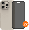 BlueBuilt Back Cover iPhone 16 Pro Gris + Protège-écran avec Filtre de Confidentialité Verre Lot de 2