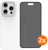BlueBuilt Back Cover iPhone 16 Pro Blanc + Protège-écran avec Filtre de Confidentialité Verre Lot de 2