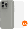 BlueBuilt Back Cover iPhone 16 Pro Max Grijs + Screenprotector Glas Duo Pack