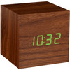 Gingko Cube Click Clock Walnut/Green