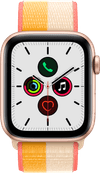 Apple Watch SE 4G 44mm Roségoud Aluminium Mais/wit Nylon Sport Loop