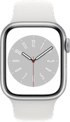 Apple Watch Series 8 4G 41mm Zilver Aluminium Witte Sportband