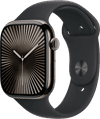 Apple Watch Series 10 4G 46mm Titanium Zwart Sportband S/M