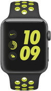 Apple Watch Nike+ Boîtier de 42 mm Gris Sidéral avec Bracelet sport Volt 
Aluminium/Noir