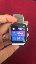 Apple Watch Series 4 44mm Silver Aluminum/Gray Nylon Sport Band (Image 1 of 3)