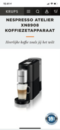 Krups Nespresso Atelier XN890810 Zwart (Afbeelding 2 van 2)