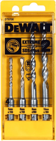 DeWalt 4-piece hammer drill set SDS-plus 5,6,8 and 10 mm