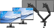 Philips 242B1G/00 Lot de 2 + BlueBuilt Bras d'Écran PC Vérin Mécanique pour 2 Écrans PC