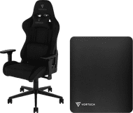 Vortech Essential Gamestoel Zwart + Vortech Vloermat Zwart