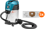 Makita VC3011L + Makita P-72899 Stofzak (5x)