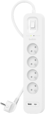 Belkin Surge Protection 4 Outlet 2m USB-C white