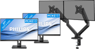 Philips 272B1G/00 Lot de 2 + BlueBuilt Bras d'Écran PC Vérin Mécanique pour 2 Écrans PC