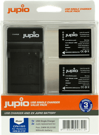 Jupio Kit: 2x Battery DMW-BLG10E + USB Single Charger
