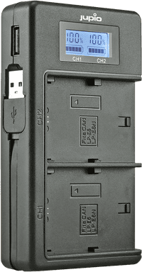 Jupio USB Duo Charger LCD voor Canon LP-E6(N)