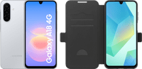 Samsung Galaxy A18 128GB Zilver 4G + BlueBuilt Book Case Zwart