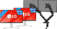 LG 27UP83AK-W Lot de 2 + BlueBuilt Bras d'Écran PC Vérin Mécanique pour 2 Écrans