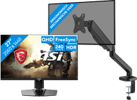 MSI MAG 271QPX QD-OLED E2 + BlueBuilt Monitorarm Gasveer voor 1 Monitor