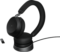 Jabra Evolve2 USB A MS TEAMS 75 Draadloze Office Headset met oplaadstandaard Zwart