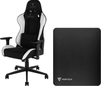 Vortech Essential Gamestoel Wit + Vortech Vloermat Zwart
