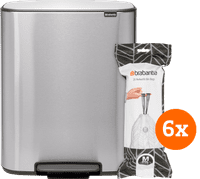 Brabantia Bo Pedal Bin 60 Liter Rvs Fingerprint proof + Vuilniszakken (120 stuks)