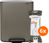 Brabantia Bo Pedal Bin 60 Liter Platinum + Vuilniszakken (120 stuks)